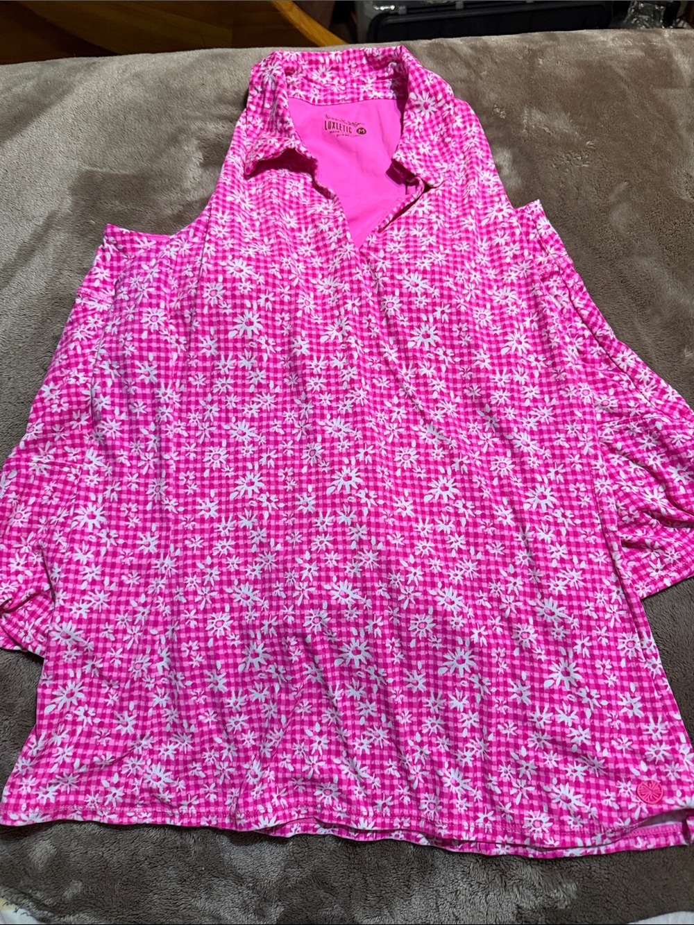 Lilly Pulitzer Pink & White Floral Luxletic - 2 piece Set - Tunic & Skort